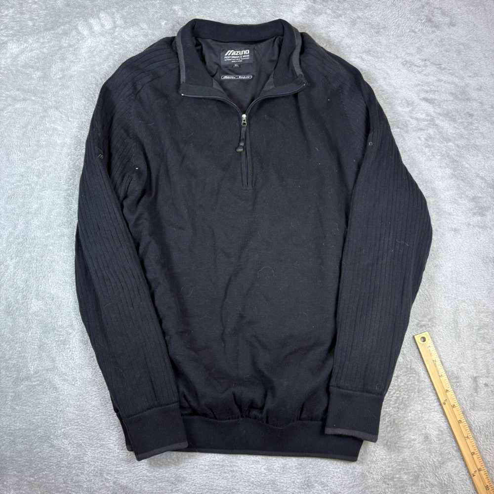 Mizuno Sweater Mens XL Windlite Performance Quarter Zip Golf Pullover Black
